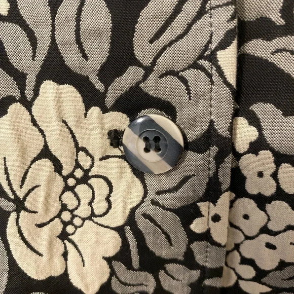 VINTAGE WOMEN'S RENA ROWAN BLACK & CREAM & GRAY FLOWER BLAZER JACKET Size 10 - Picture 3 of 7